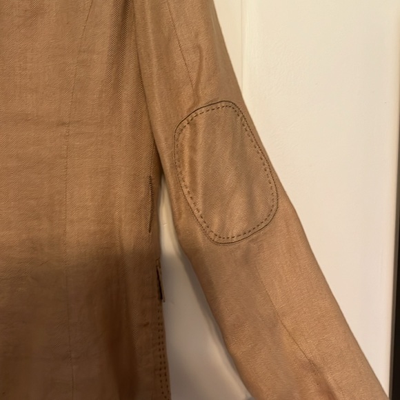 Faconnable French Designer Linen Blazer With Elbow Pads and Optional Tie Waist - Picture 6 of 7